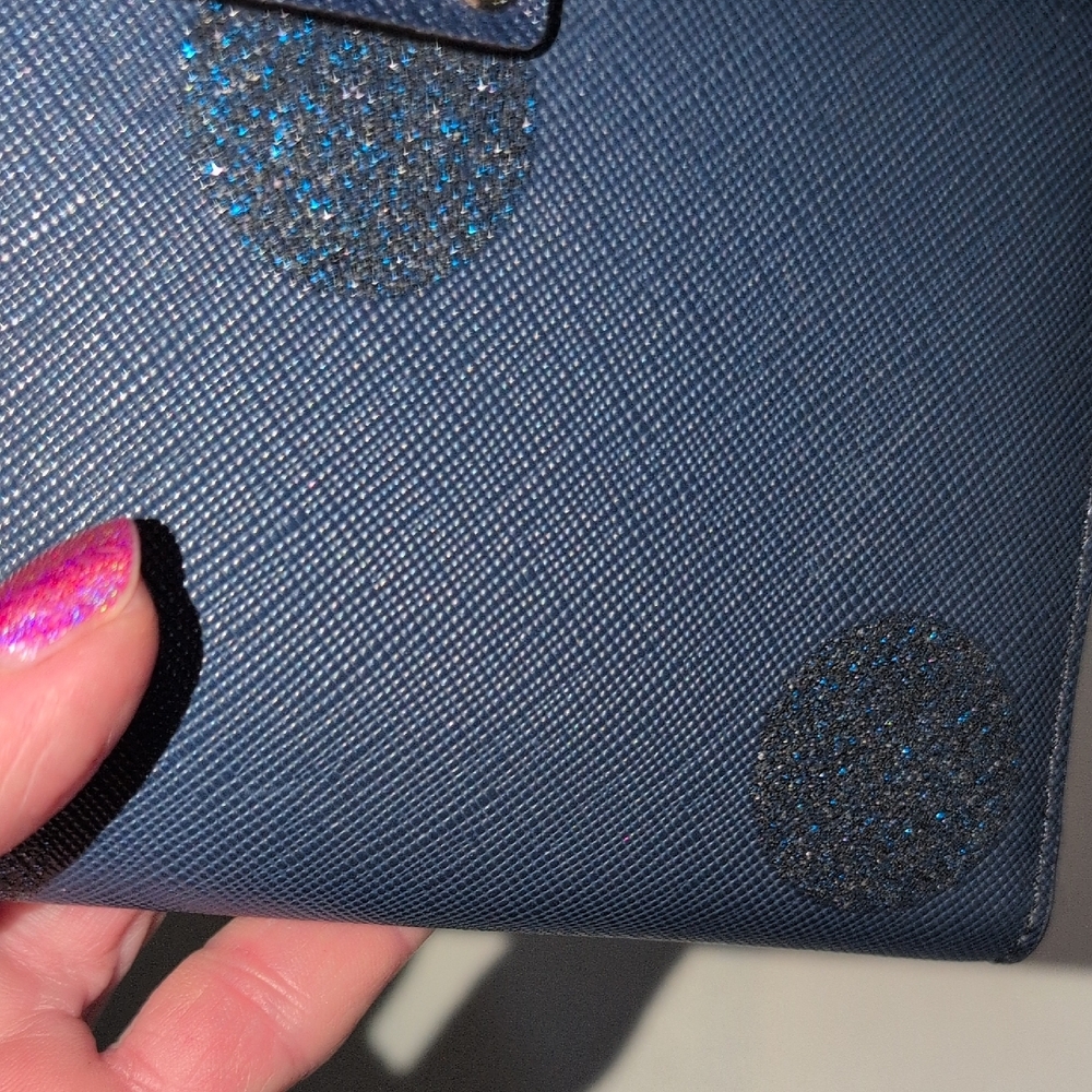 Kate Spade Haven Lane Stacy Wallet In French Navy With Glitter Accents - Picture 9 of 9